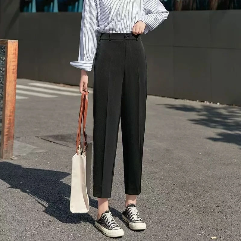 【腿粗必入】2025早春新款微胖MM遮肉西装烟管裤高腰显瘦加绒小西裤