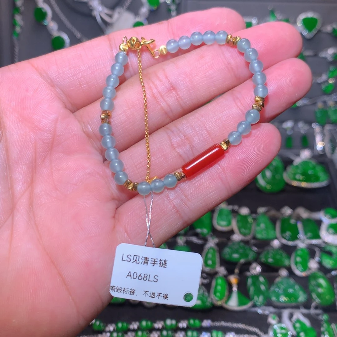 银S925镶嵌手链翡翠天然翡翠