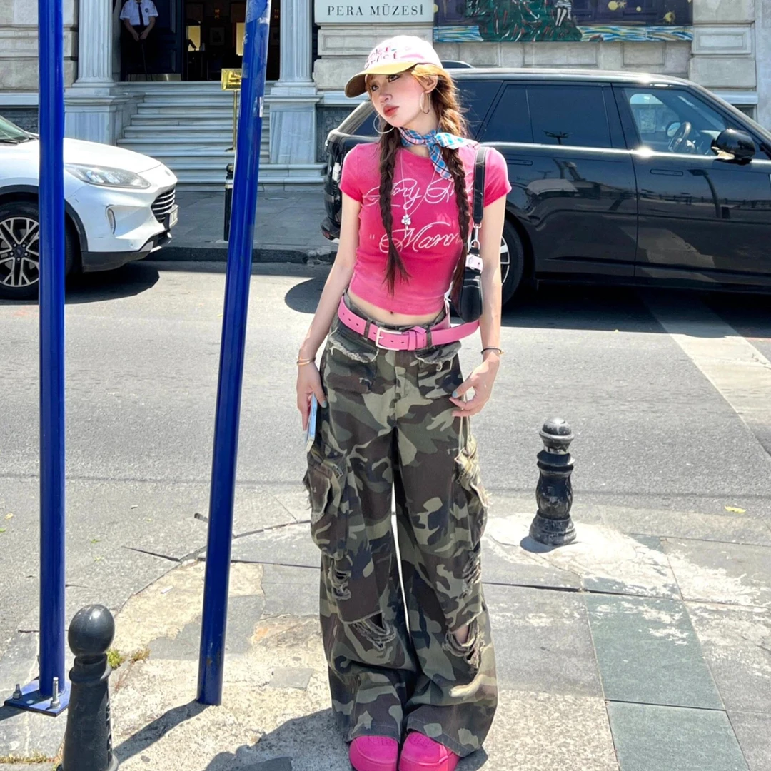 美式辣妹烫钻正肩短袖t恤女2025设计感时尚修身显瘦小众短款上衣