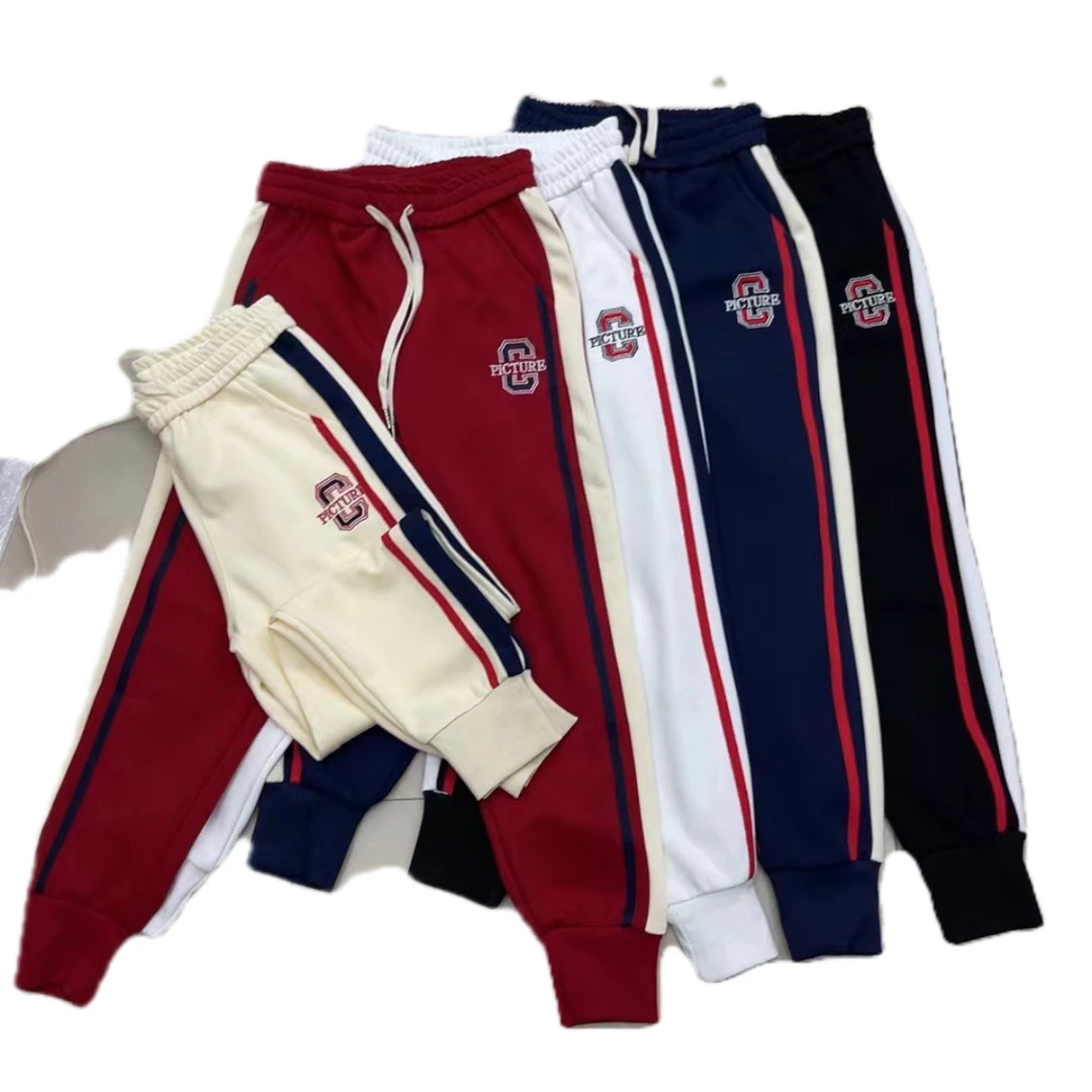 2327款秋季新款刺绣拼接弹力休闲卫裤