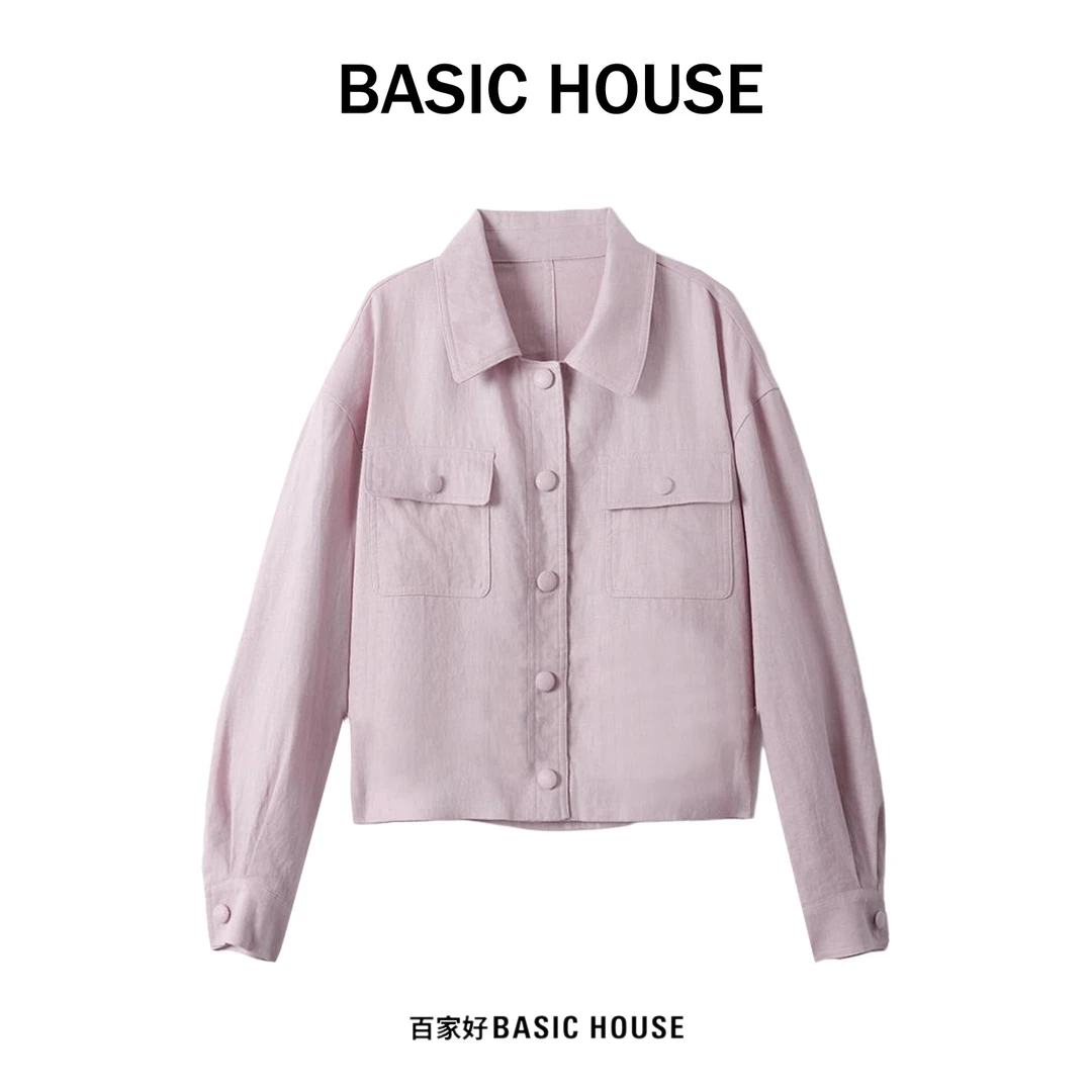 Basic House/百家好新款翻领单排扣设计师款衬衫外套女3132 SU