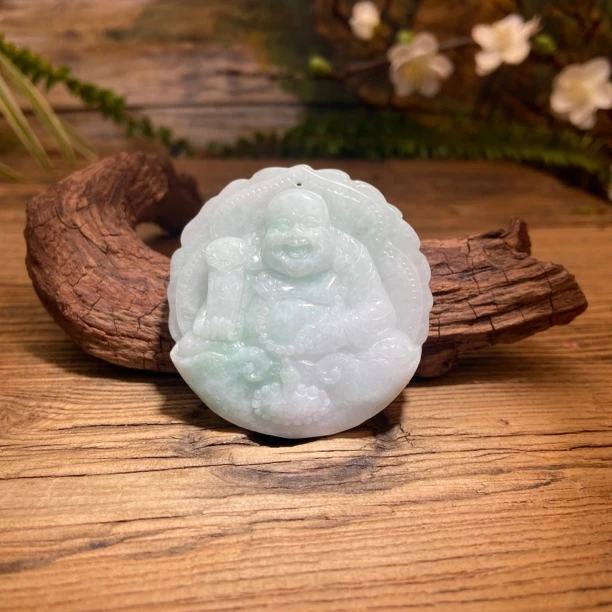 天然A货翡翠糯种弥勒佛