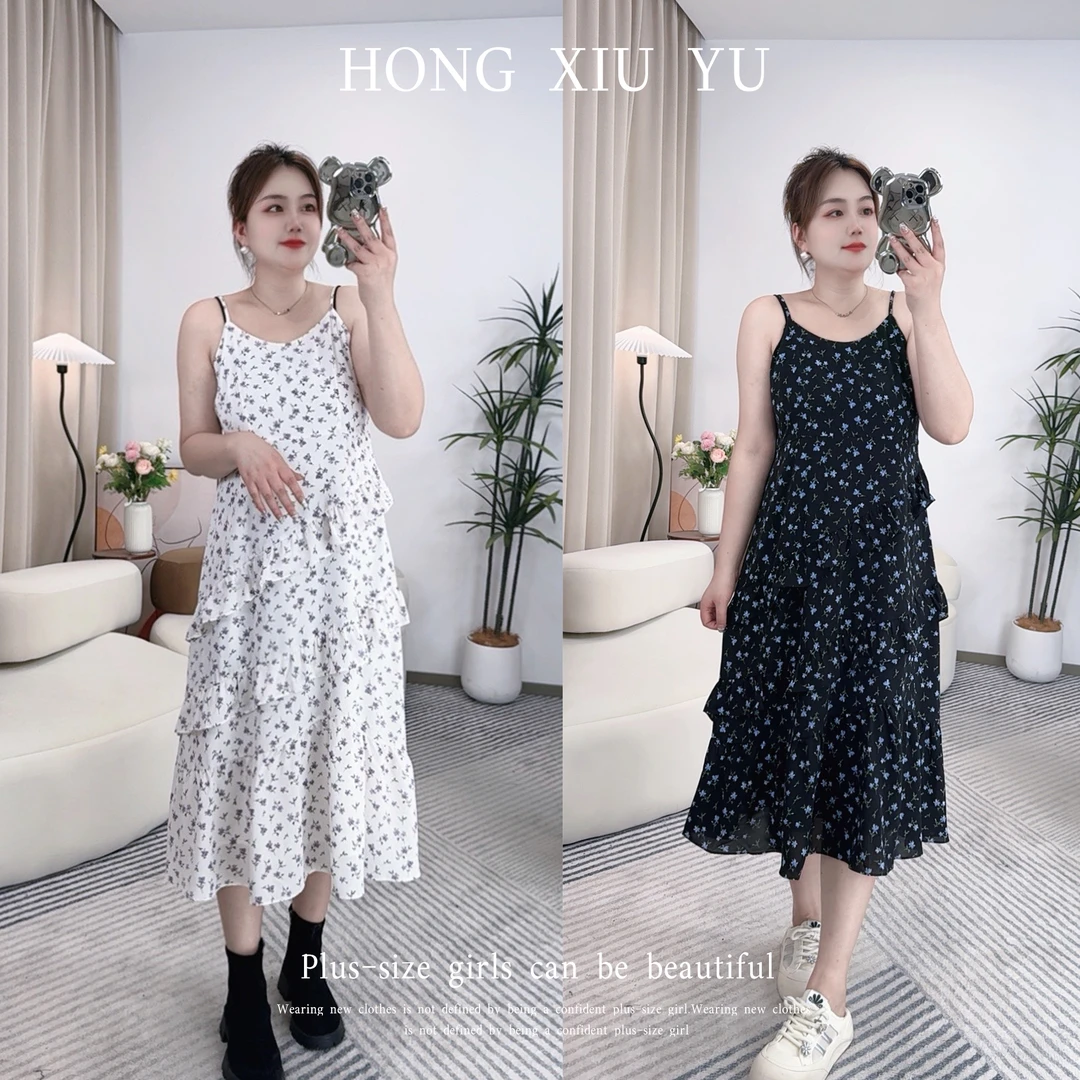 【红袖雨】新款女士甜美碎花吊带蛋糕型连衣裙zd1524311650