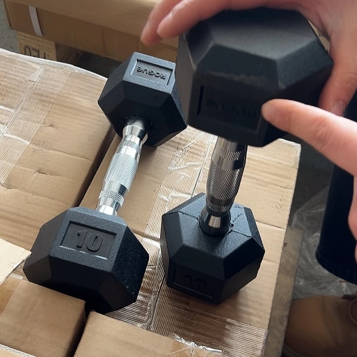 全新六角实心铁哑铃4.5公斤一对