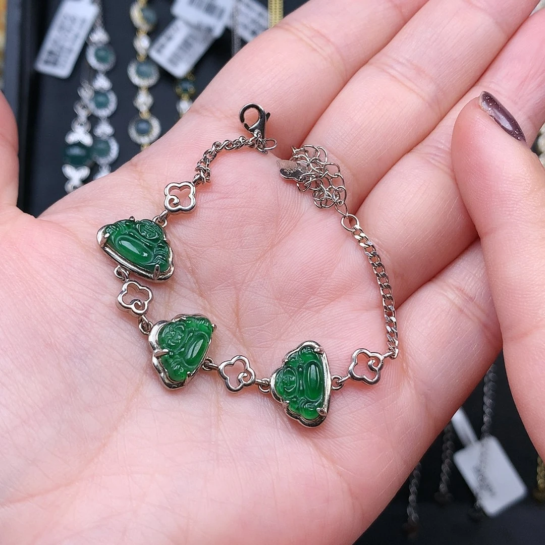 翡翠银S925镶嵌手链