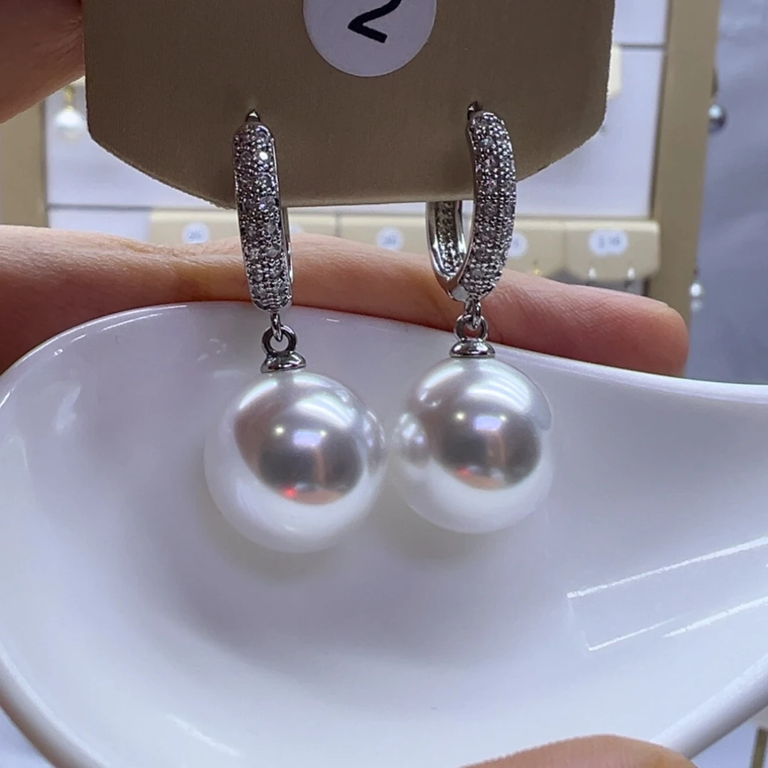 淡水珍珠耳饰银S925镶嵌