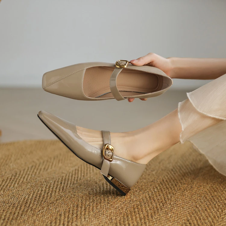 2cm 法式气质百搭一字带浅口单鞋春季通勤休闲简约时尚玛丽珍单鞋