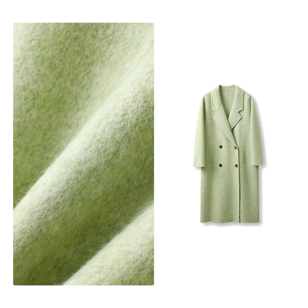 门店17&99！牛油果大衣」绵羊毛天丝混纺手工双面毛呢外套女 M13994
