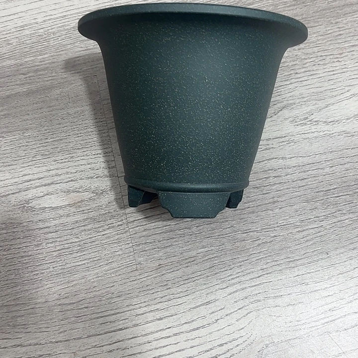 花盆紫砂小三足斗笠豆青