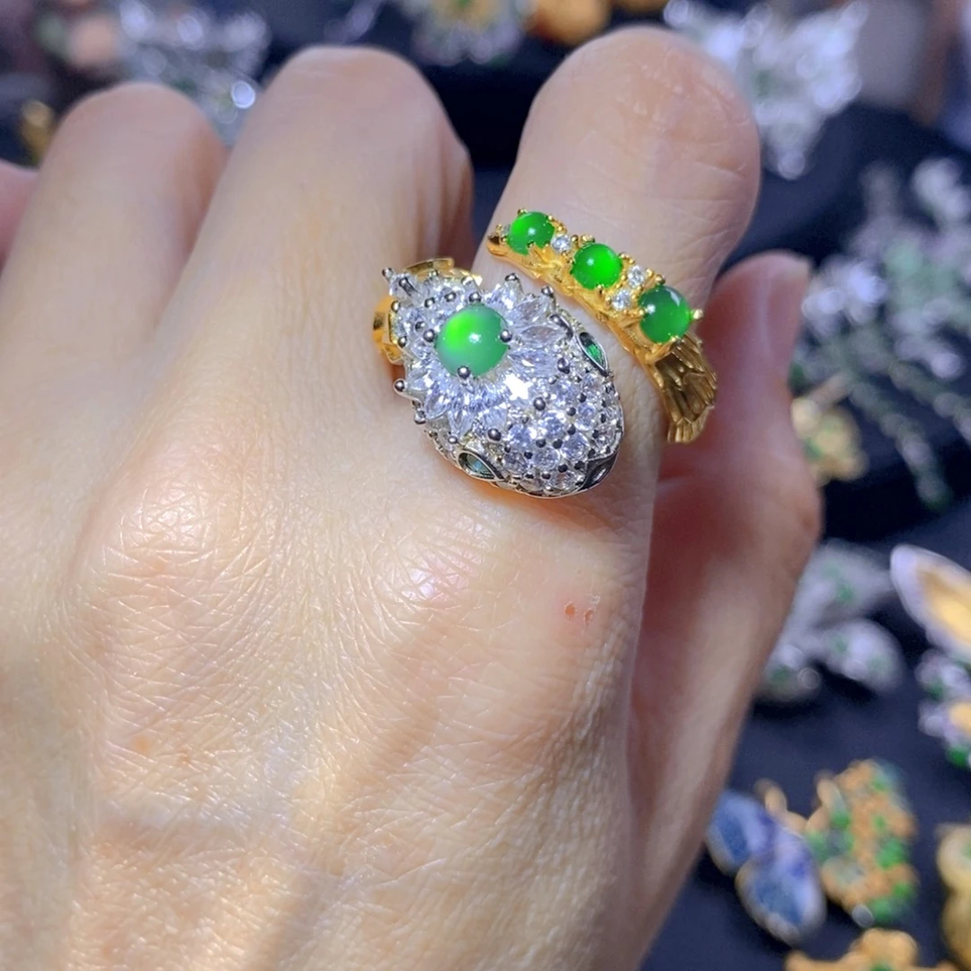 翡翠银S925镶嵌毛衣链天然翡翠