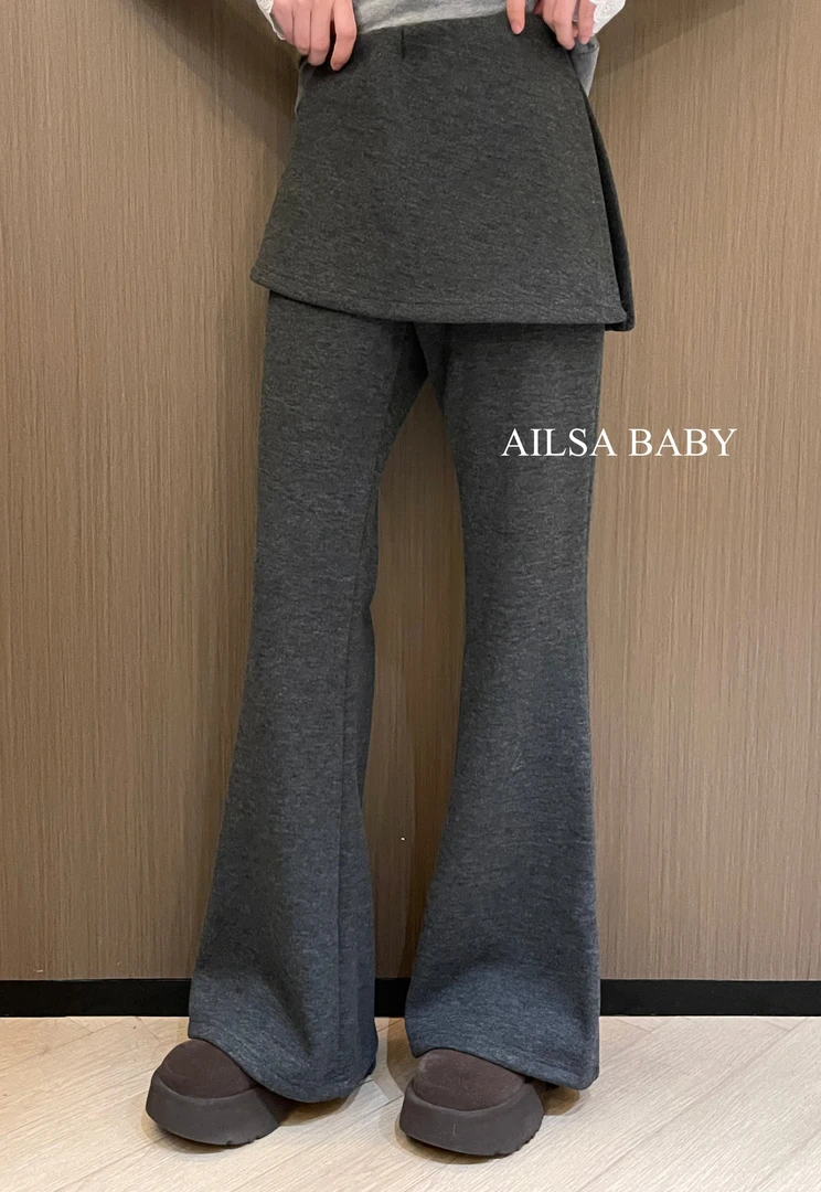 【AILSA BABY】（加超厚baby绒）欧货冬款假两件喇叭裤/20810A