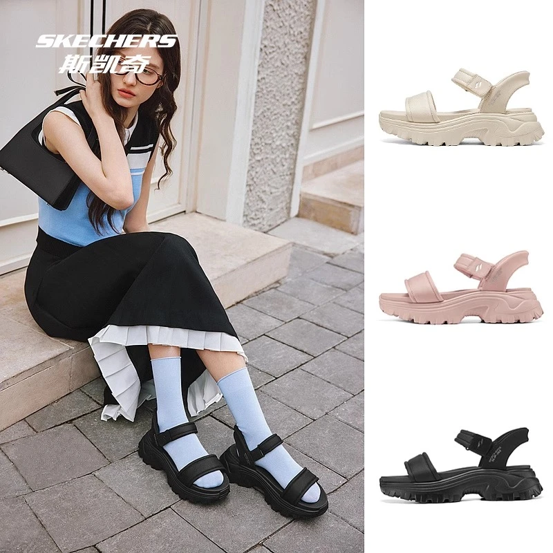 斯凯奇蜜糕鞋2025夏女鞋踩屎感外穿凉鞋厚底增高119872