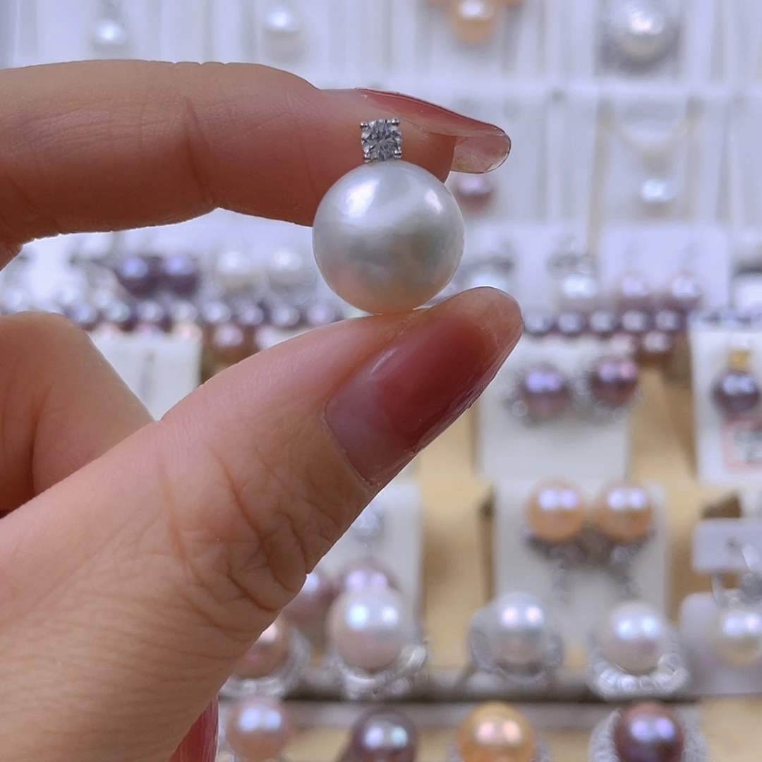 银S925镶嵌淡水珍珠吊坠(赠链)13