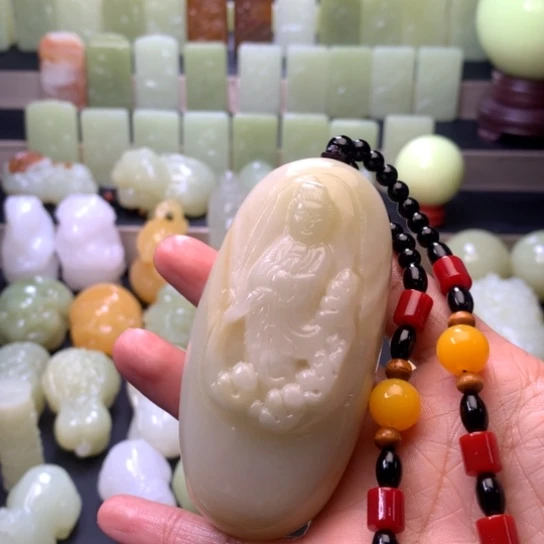 石材方解石手把件