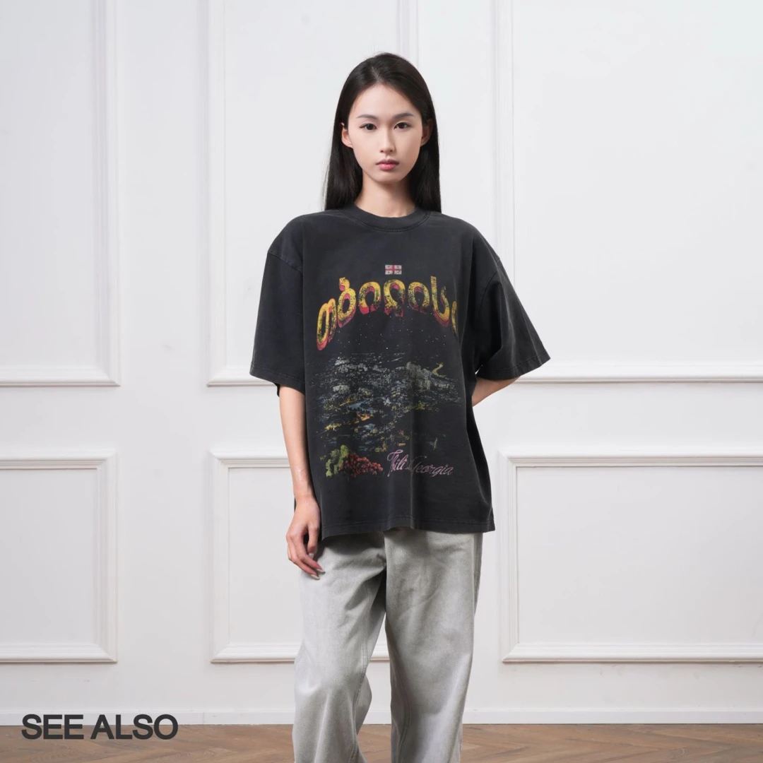 SEE ALSO 水洗黑印花短袖宽松廓形百搭男女款休闲T恤 SA026