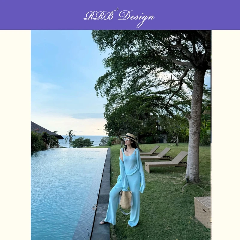 细支高捻冰爽亚麻三件套休闲显瘦套装  80771