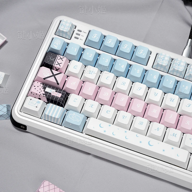 键小姬月下玫瑰机械键盘键帽热升华68/86/108美加狮/atk68Wooting