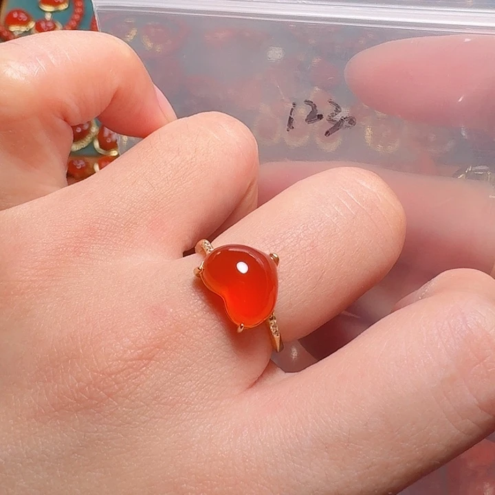 南红玛瑙银S925镶嵌戒指