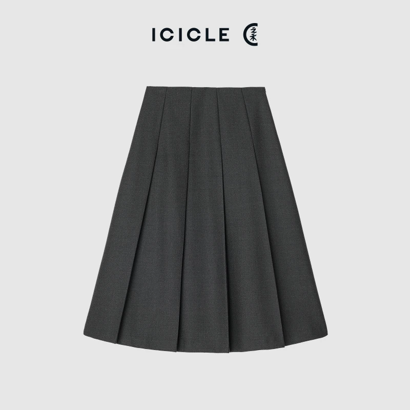 【9.26上新】ICICLE之禾25早秋新品羊毛混纺斜纹布中长半身裙0859