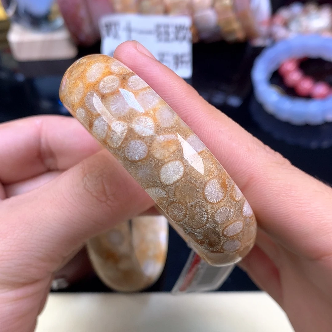 【闪购商品】颈饰未镶嵌硅化珊瑚（珊瑚玉）34号53.8圈豹纹