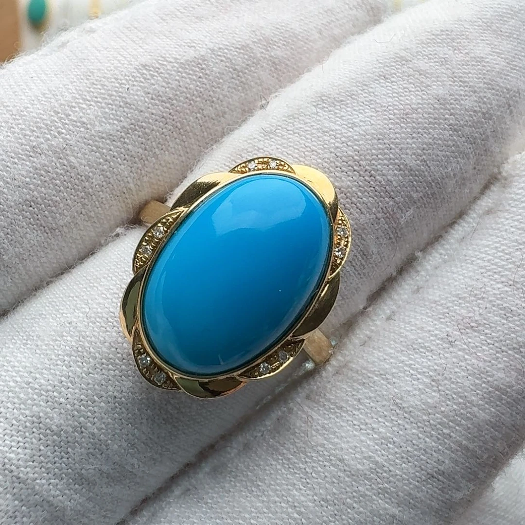 绿松石18K金镶嵌戒指