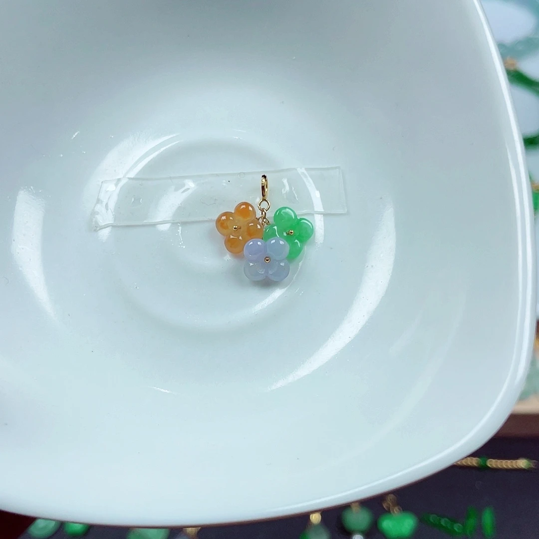 翡翠18K金镶嵌手链天然缅甸翡翠A货卡