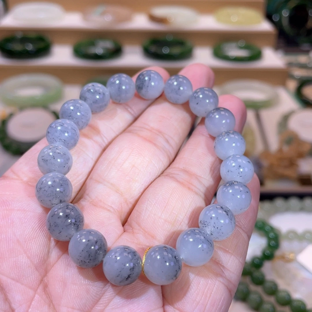 和田玉未镶嵌颈饰高品点墨青花手串卡10