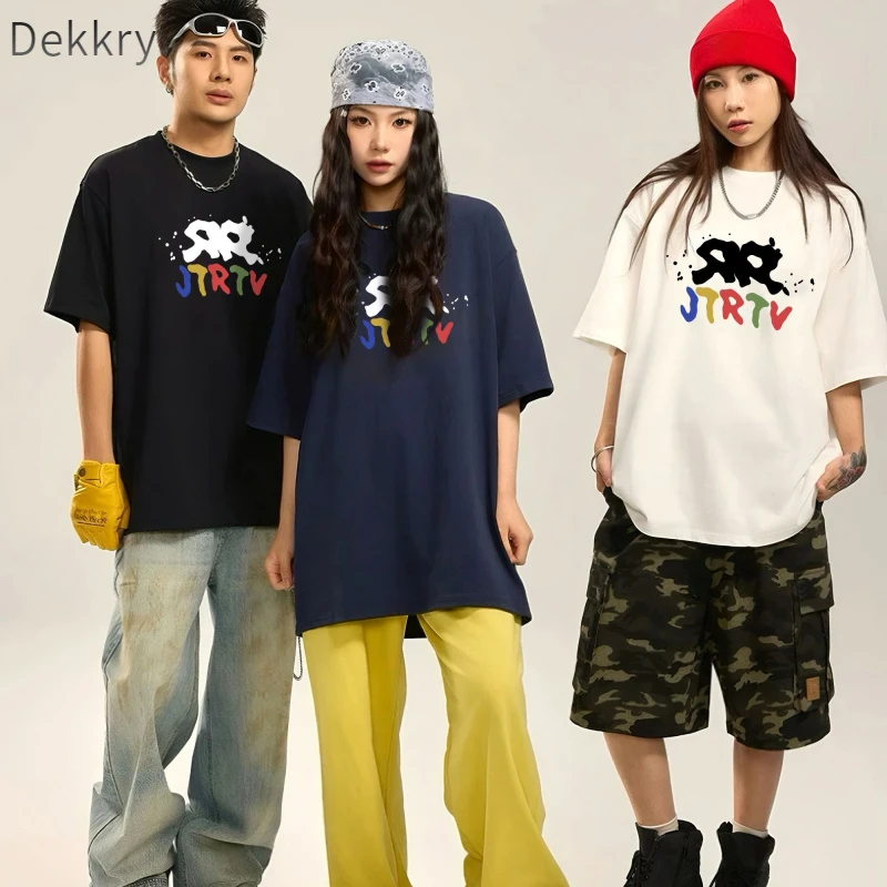 Dekkry大码短袖情侣装潮流夏季男装上衣休闲印花百搭insT恤纯棉ol
