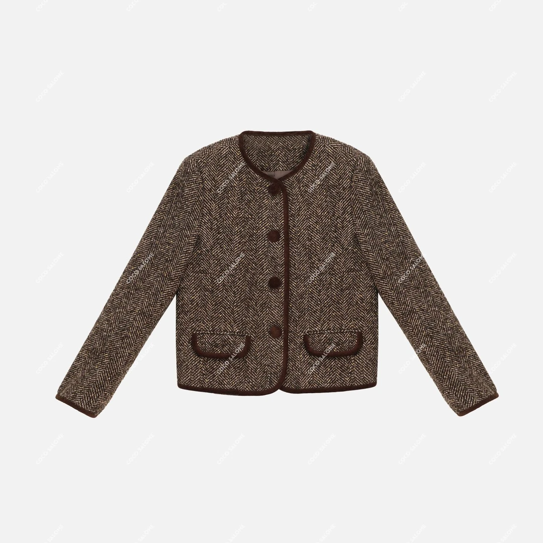 迪迪家【花纱小香】春秋80绵羊毛羊驼毛小香风女装BIN-007