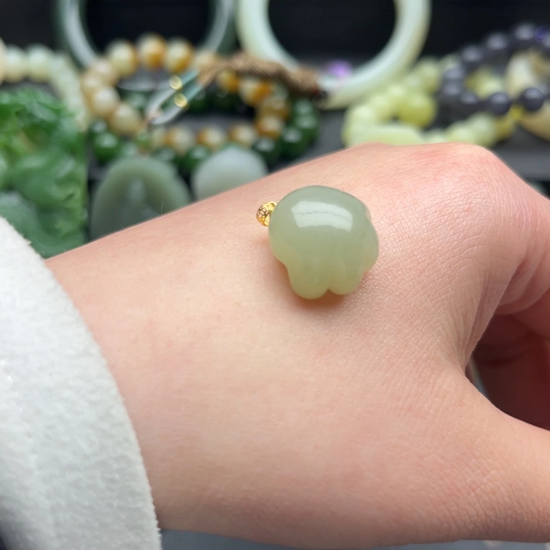 18K金镶嵌和田玉珠宝半成品