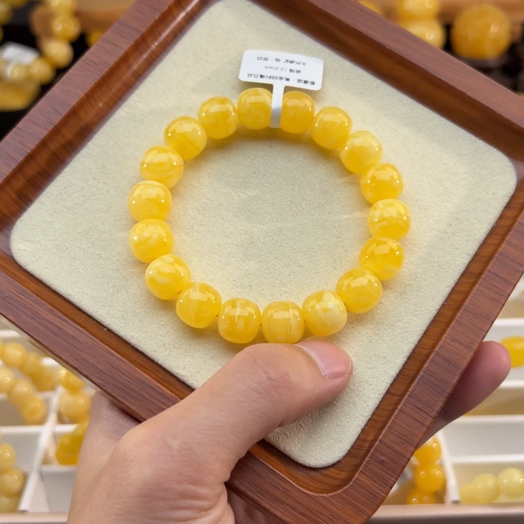 琥珀未镶嵌裸石12mm橘白花焦皮同料