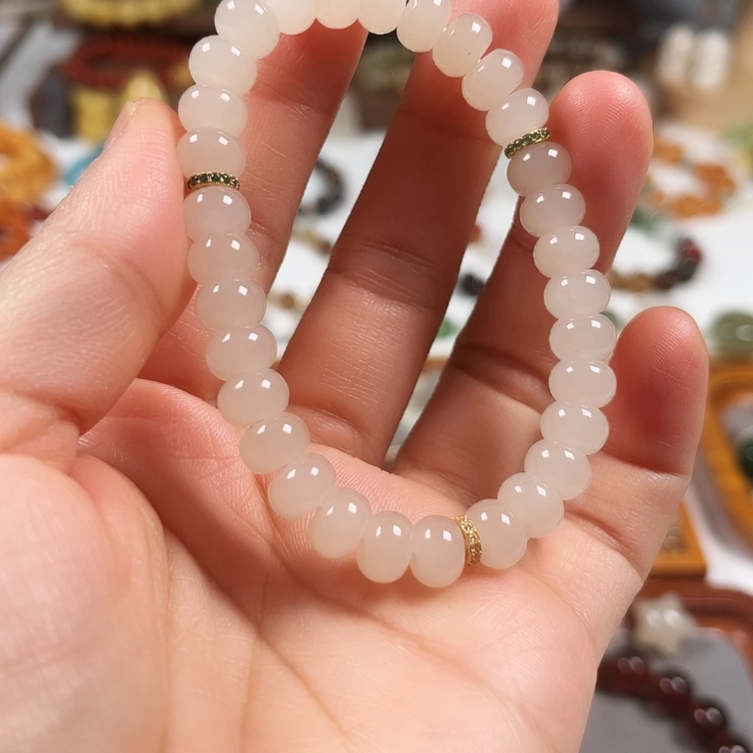 和田玉18K金镶嵌手链