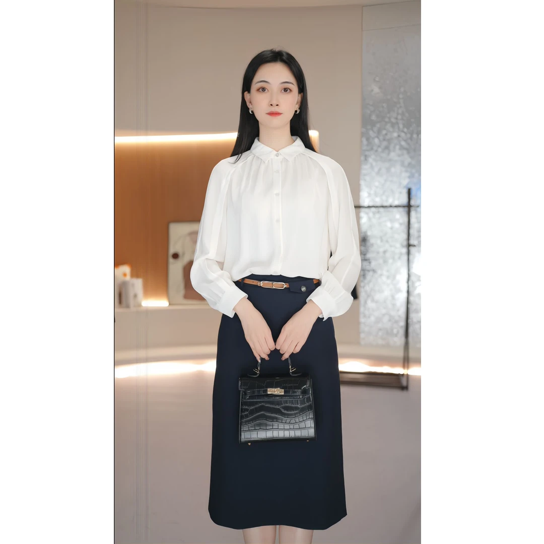 【河畔专属】8393145气质休闲翻领设计感时尚长袖小众女士时尚