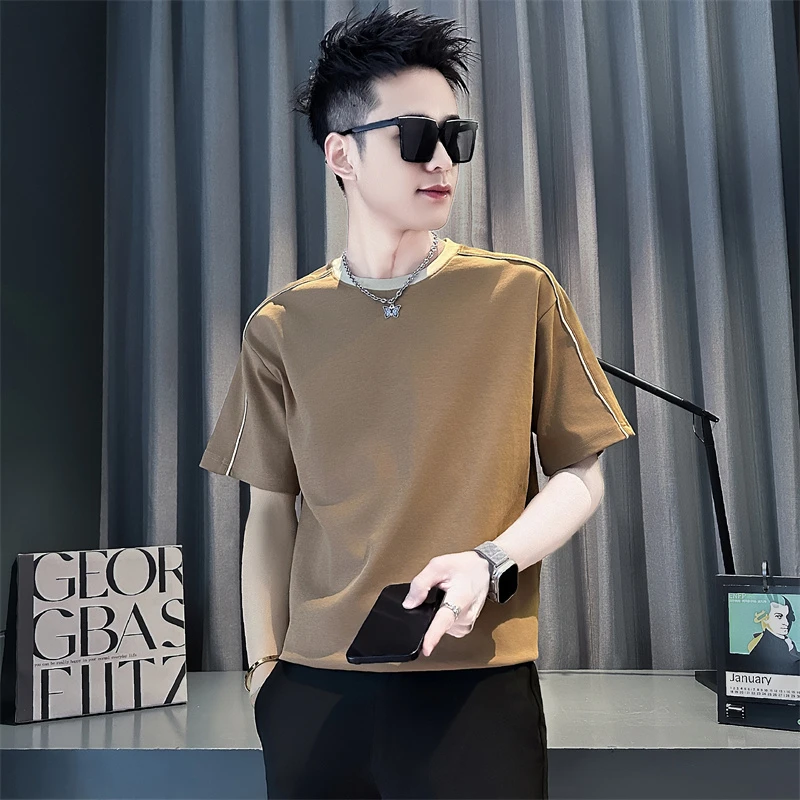 撞色领t恤男夏季ins潮牌短袖男装上衣2025新款潮流痞帅风休闲半袖