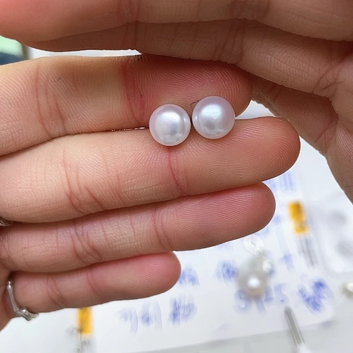 淡水珍珠耳饰银S925镶嵌取****！