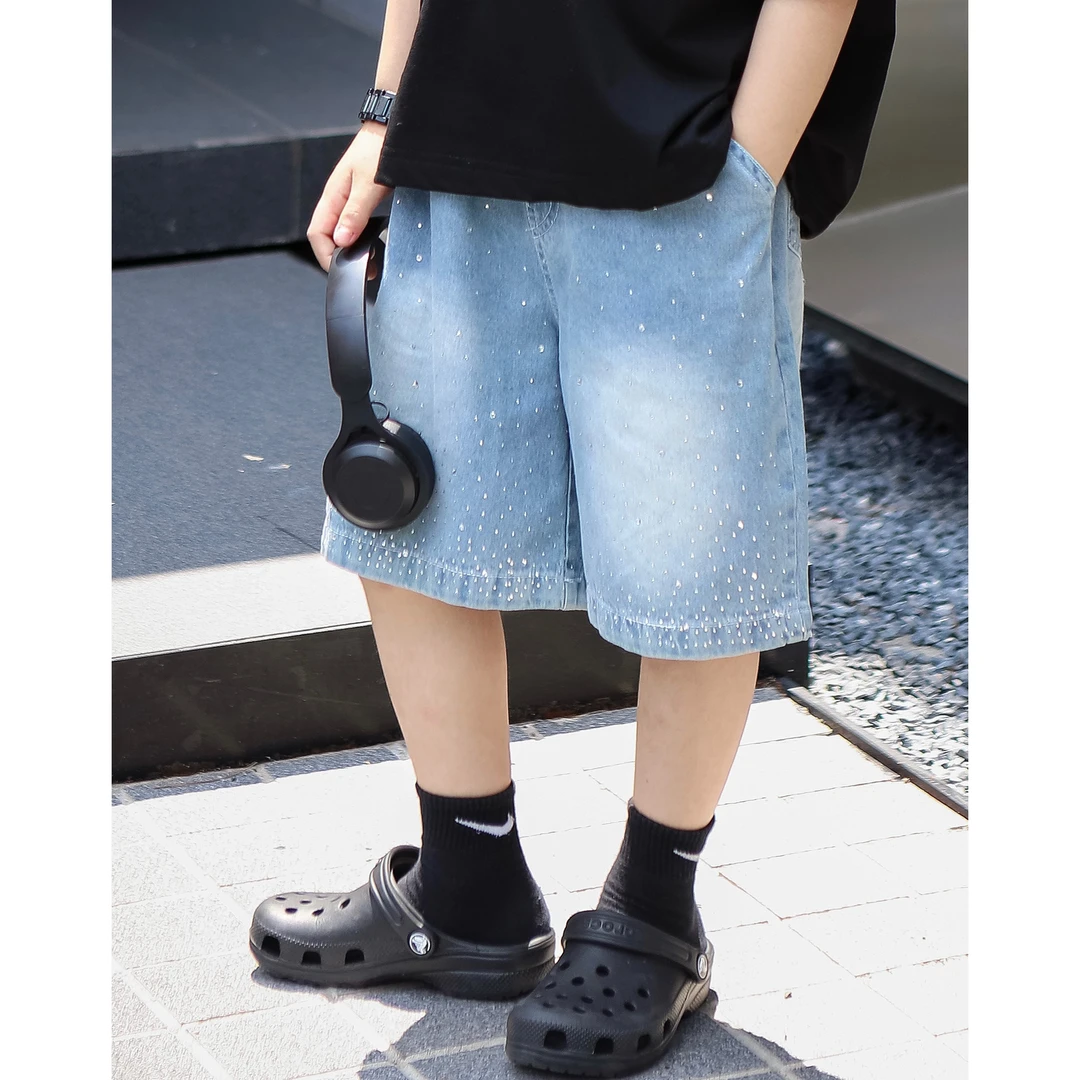 【现货】伟伟同款【出场即是焦点】2025夏季新款休闲烫钻短裤WW0714