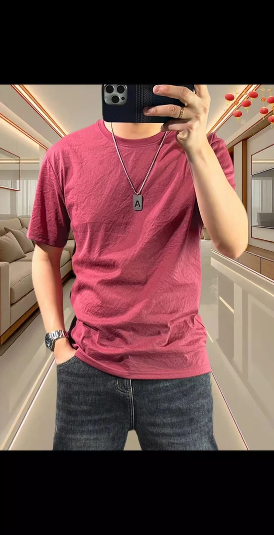 轻奢纯色短袖T恤男士夏季新款时尚修身圆领半袖百搭潮男休闲上衣