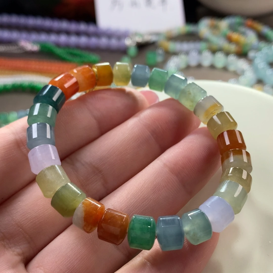 翡翠手链未镶嵌翡翠彩虹系列卡8+