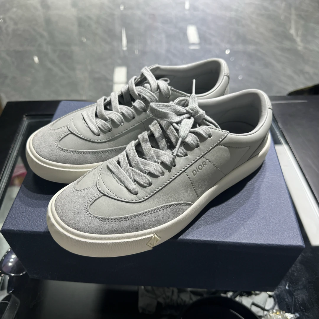 99新 DIOR/迪奥 B101 皮革德训鞋 板鞋 灰色