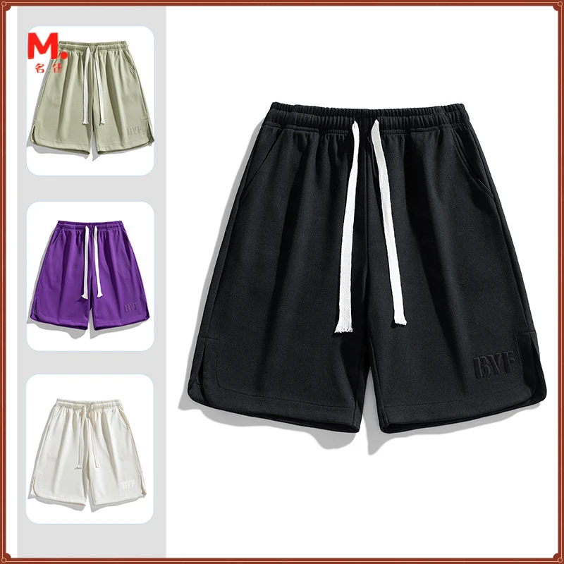 潮流短裤男冰丝夏季潮牌直筒百搭中裤宽松美式休闲运动五分裤男
