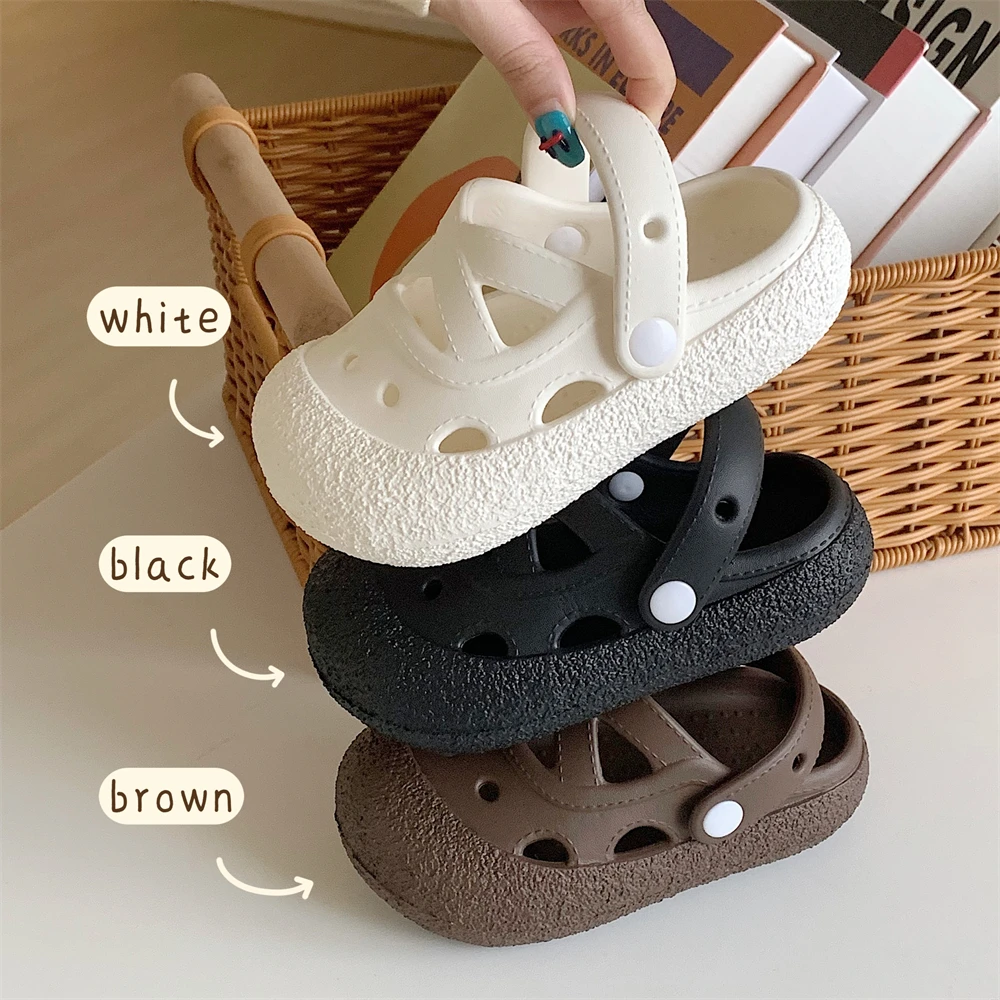 细细条 休闲软底防滑两穿学生沙滩鞋时尚儿童圆头亲子户外洞洞鞋