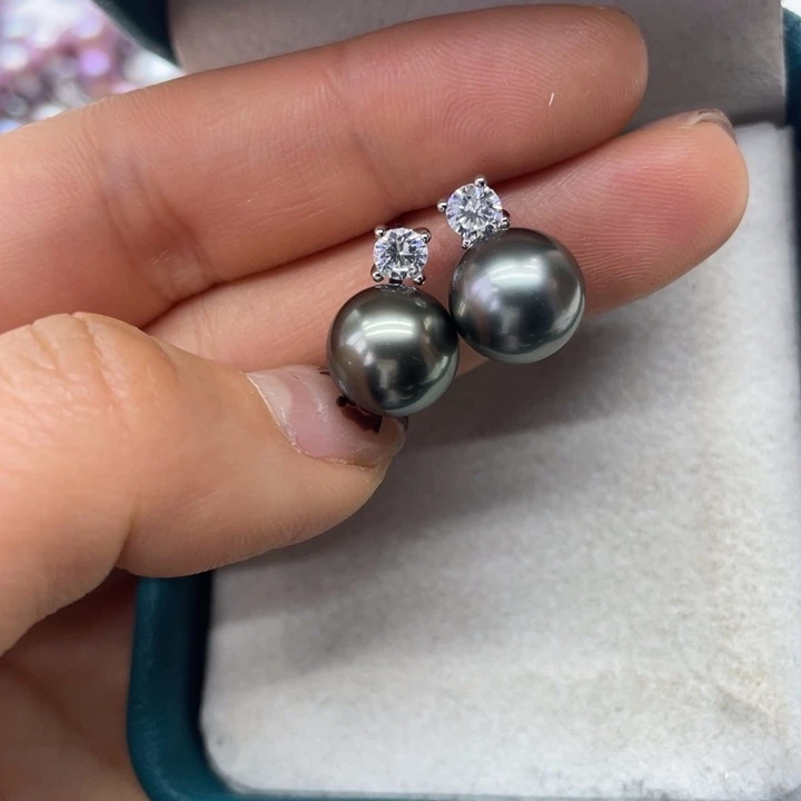 海水珍珠耳饰银S925镶嵌