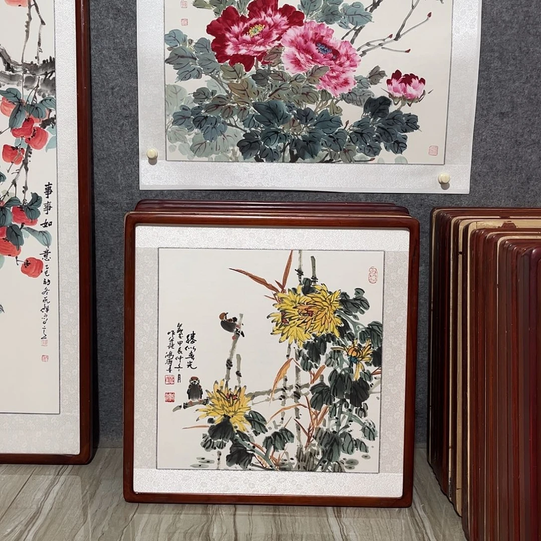 国画书画作品带框63×63