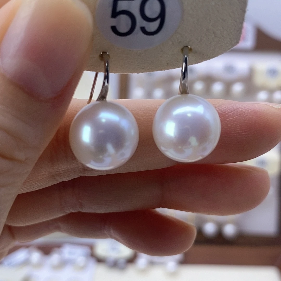 耳饰银S925镶嵌淡水珍珠
