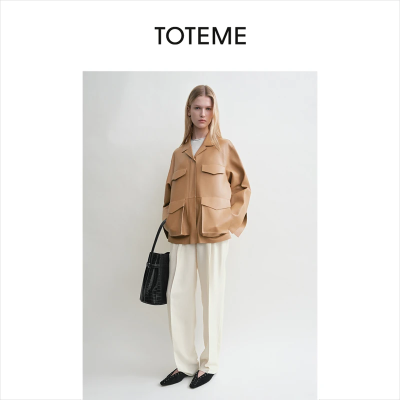 TOTEME女装绵羊皮短款工装皮夹克外套商品图