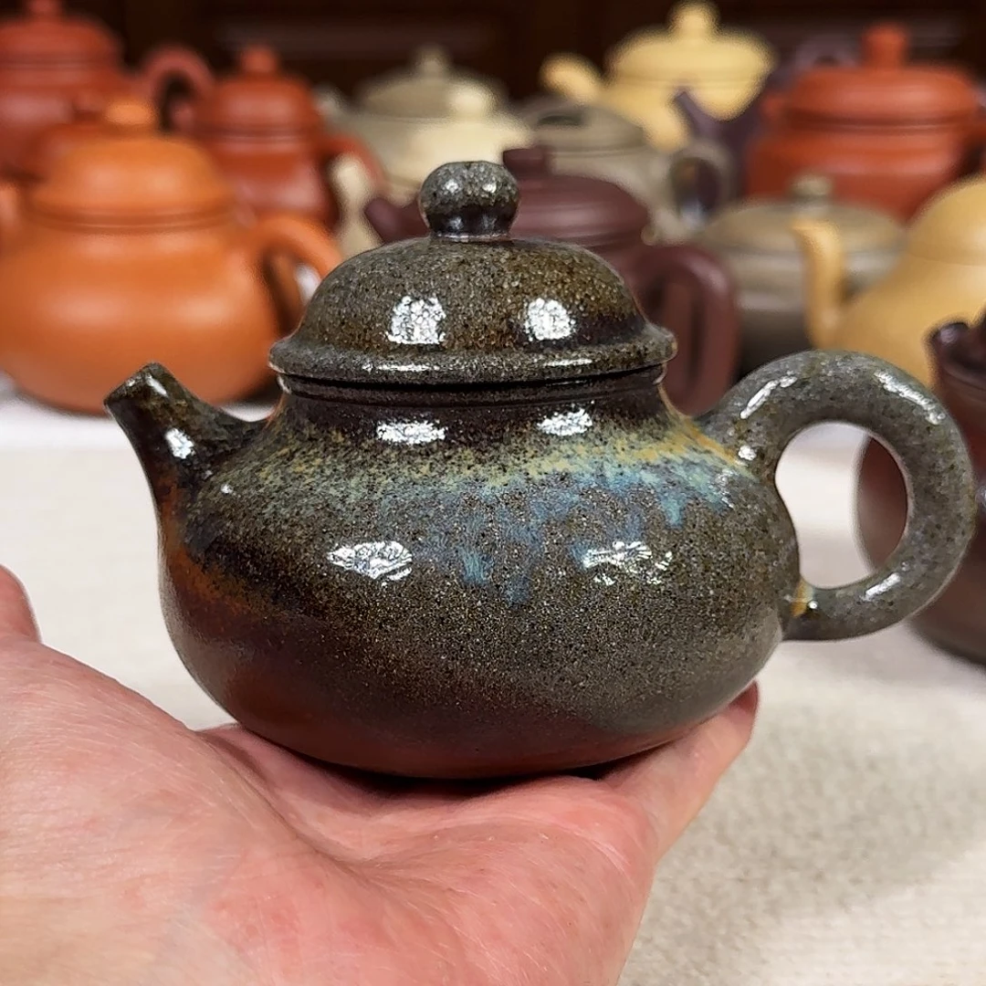朝***汤茶壶紫砂2遍柴烧容天半手