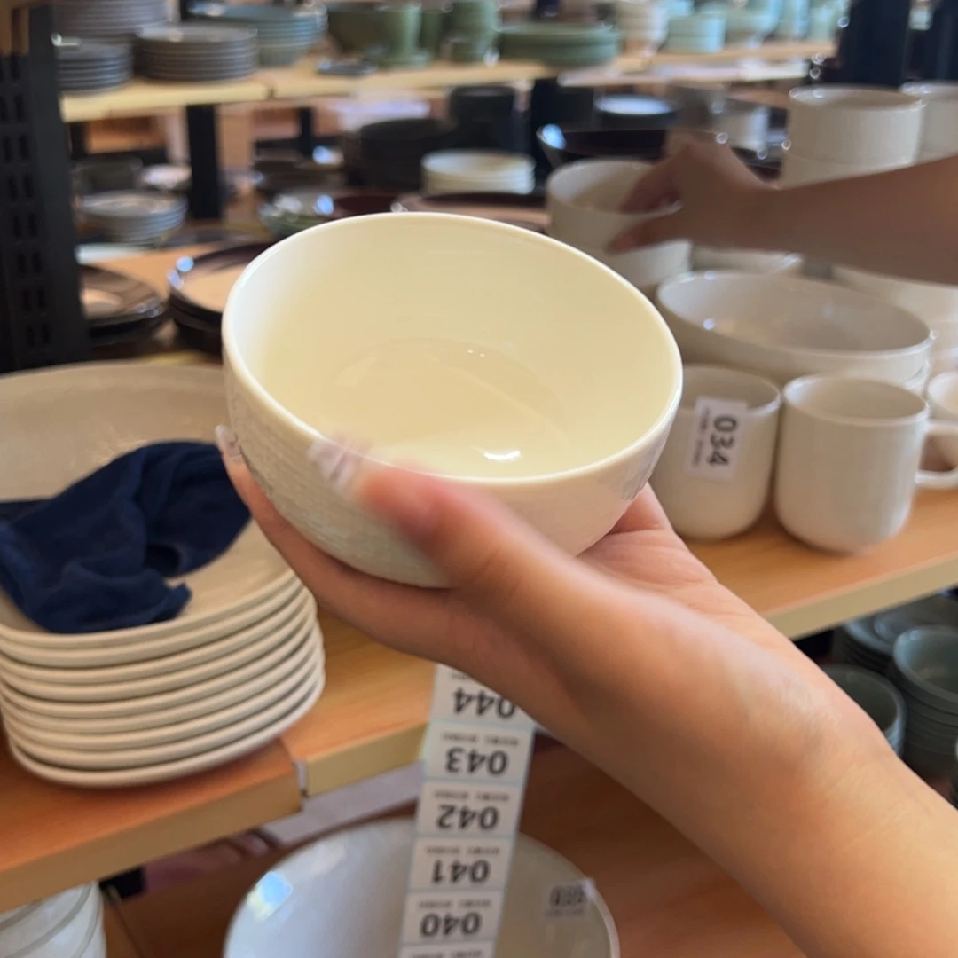 新骨瓷038微瑕洛娃白麻布纹4.25寸小分汤碗