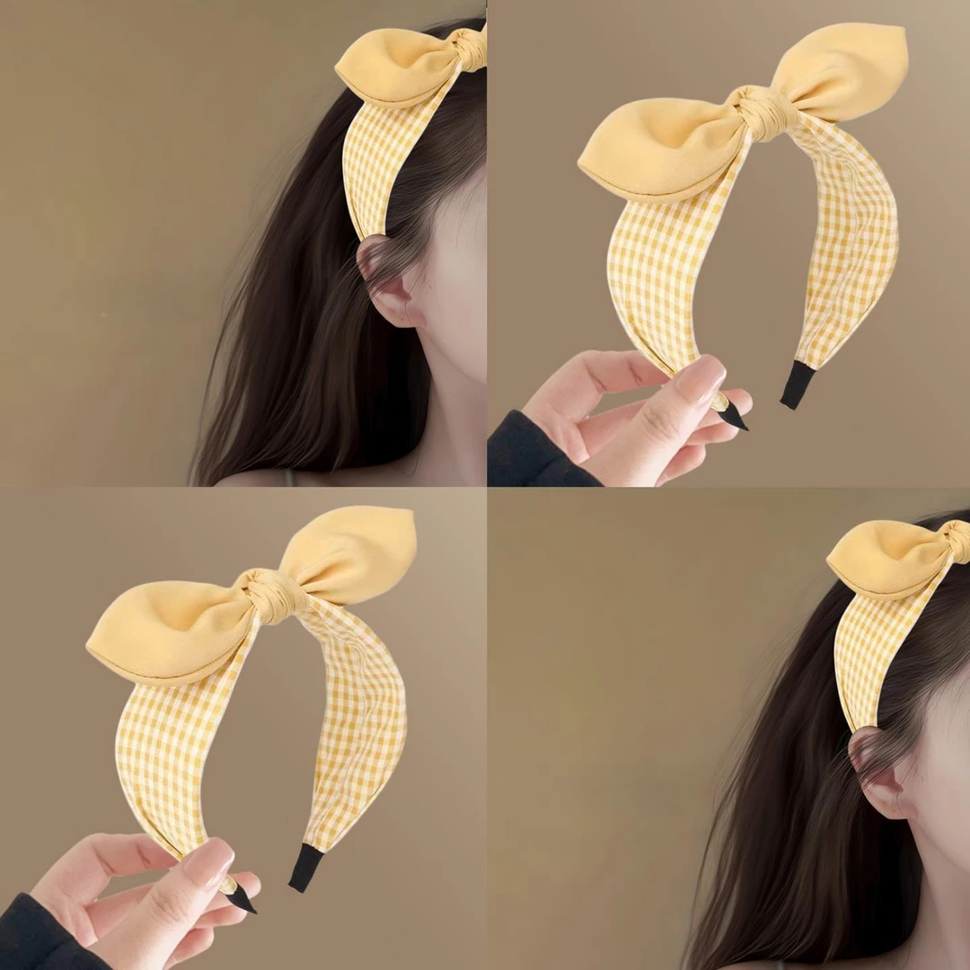 雪芽奶糕！蝴蝶结英伦打结发箍！可爱格子小蝴蝶发箍格纹发箍拎环