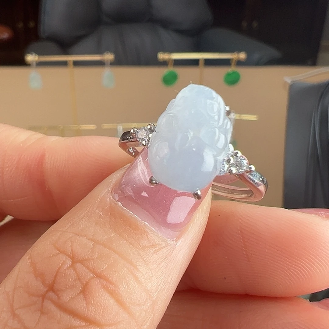 翡翠银S925镶嵌戒指戒指