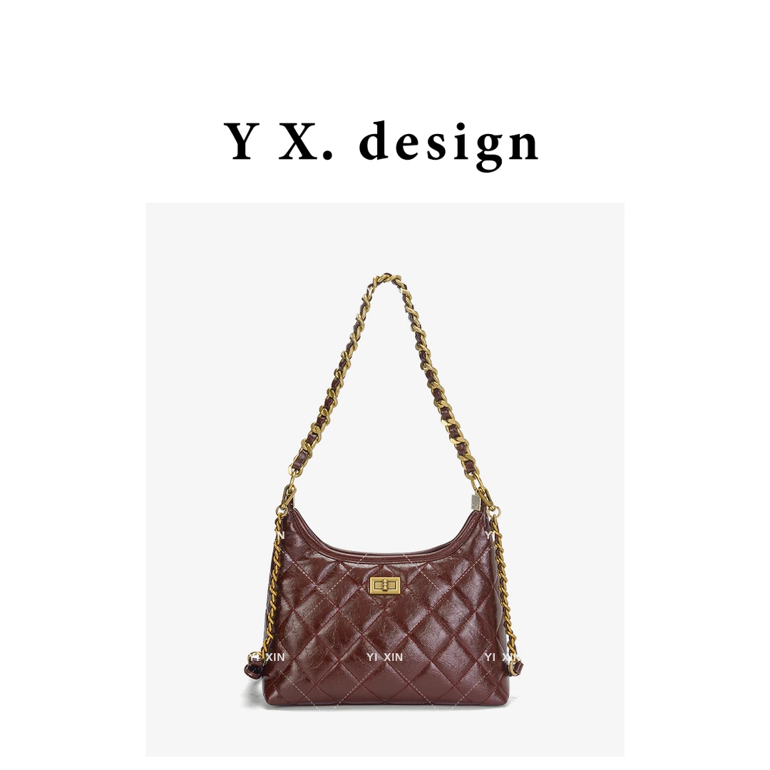 2025新款百搭时尚高级感手提单肩斜挎女包6818咖啡